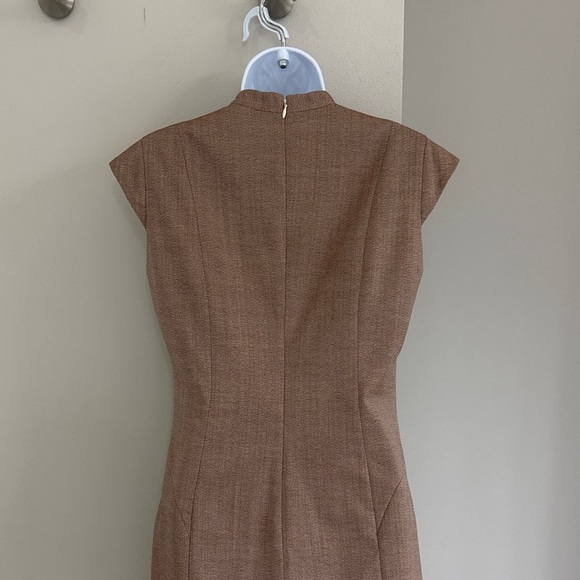 Reiss Brown V-Neck Mini Suit Dress - Picture 7 of 9